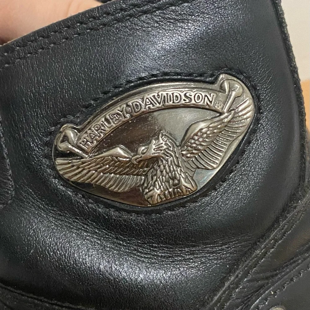 Harley Davidson Womens Black Lace Up Motorcycle Boots - Picture 5 of 13